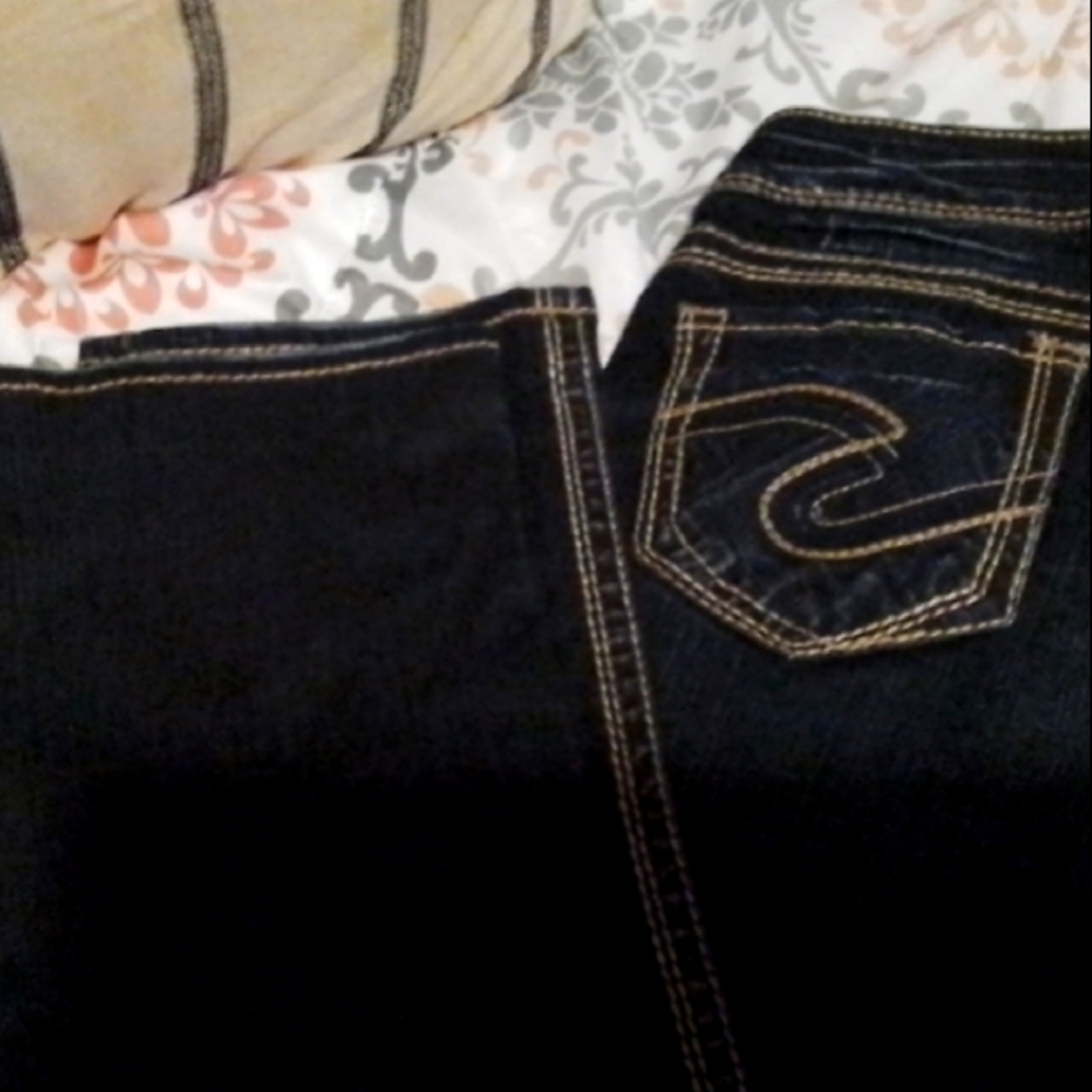 Dark Blue Mens Silver Jeans